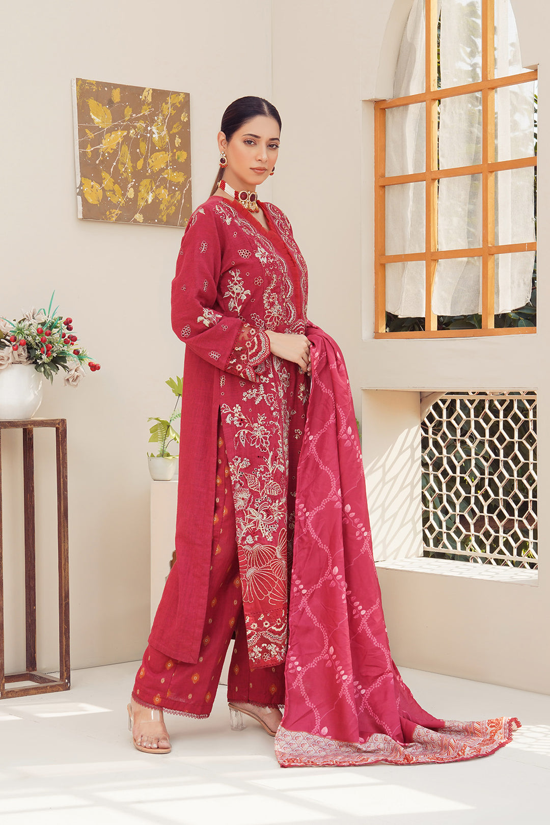 3-PC Casual Embroidered Khaddar