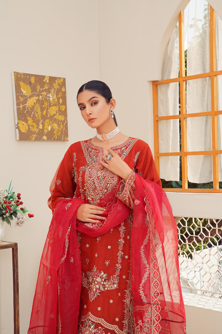 3-PC Fancy Embroidered Organza & Raw Silk