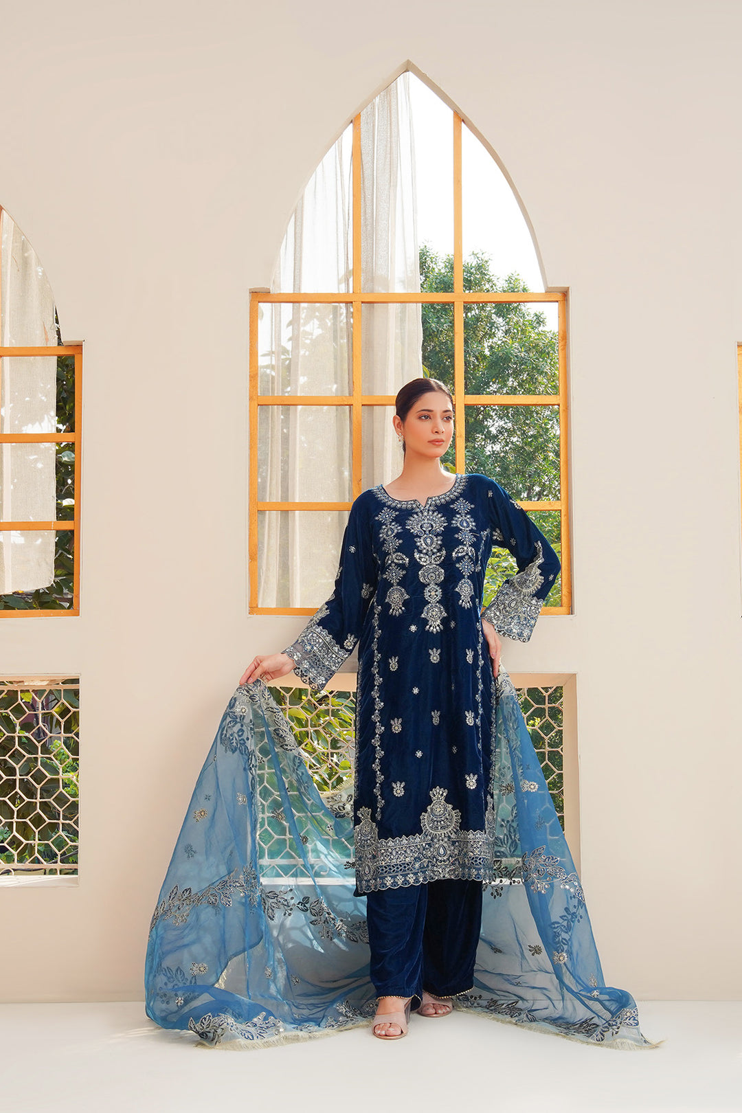 3-PC Fancy Embroided Velvot
