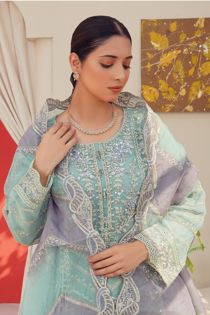 3-PC Fancy Embroidered Organza & Raw Silk