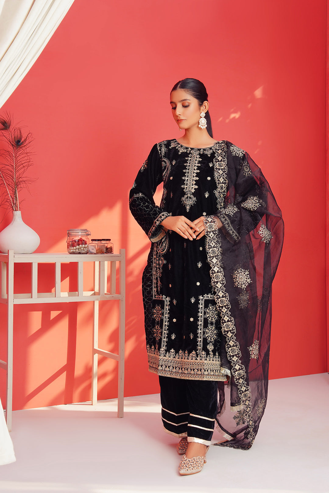 3-PC Fancy Embroided Velvot