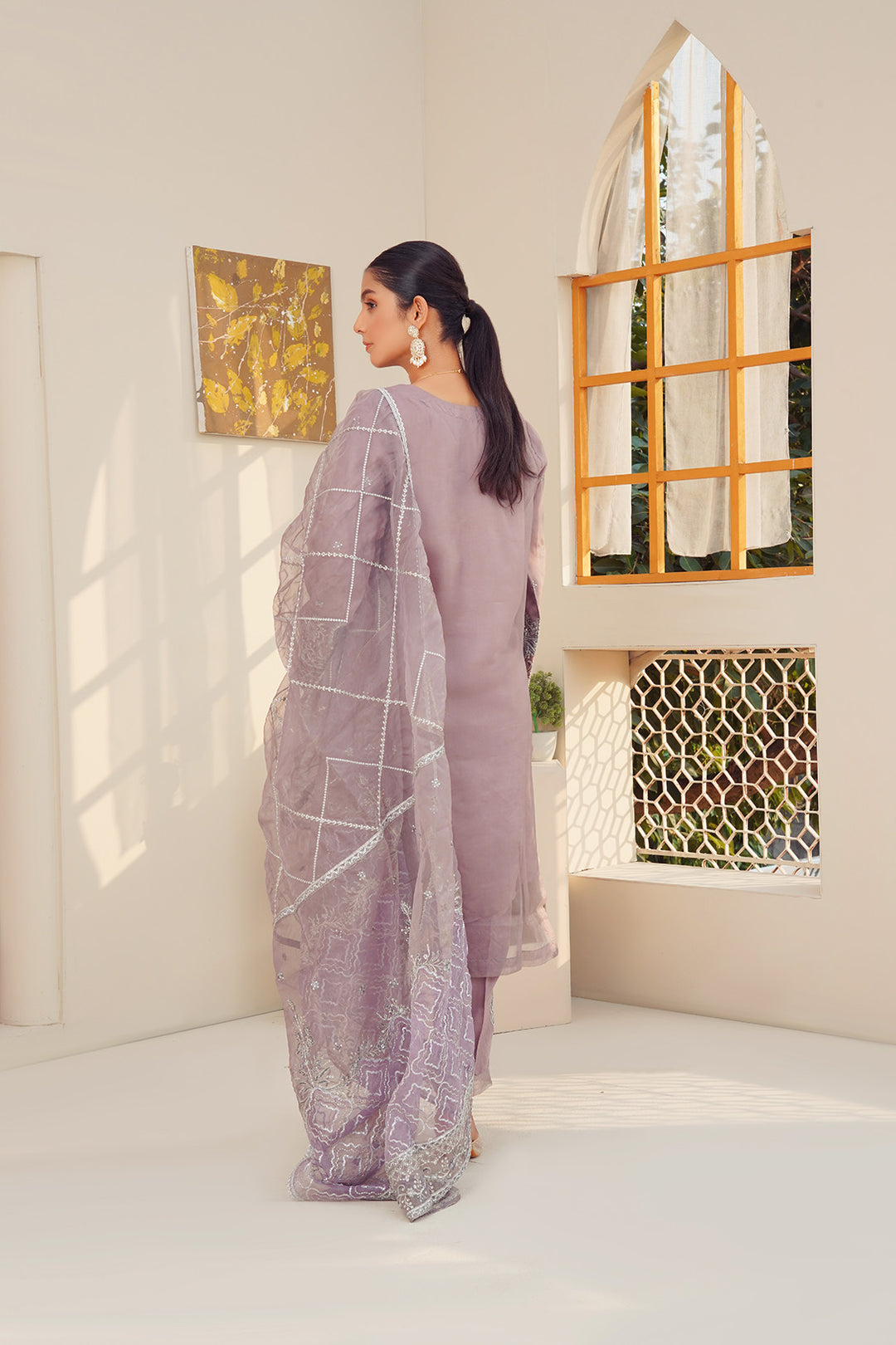 3-PC Fancy Embroidered Organza & Raw Silk