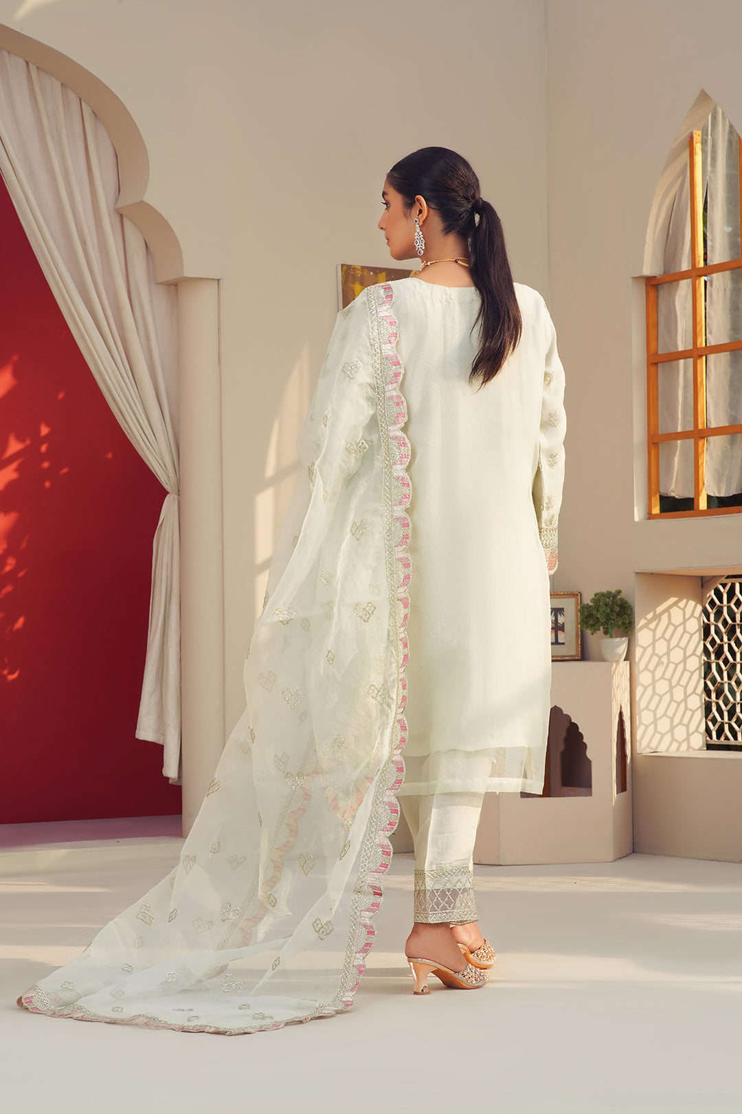 3-PC Fancy Embroidered Organza & Raw Silk