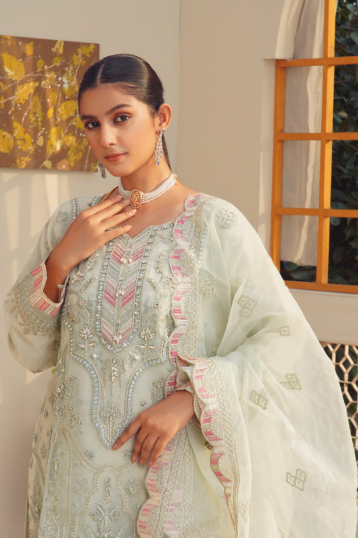 3-PC Fancy Embroidered Organza & Raw Silk