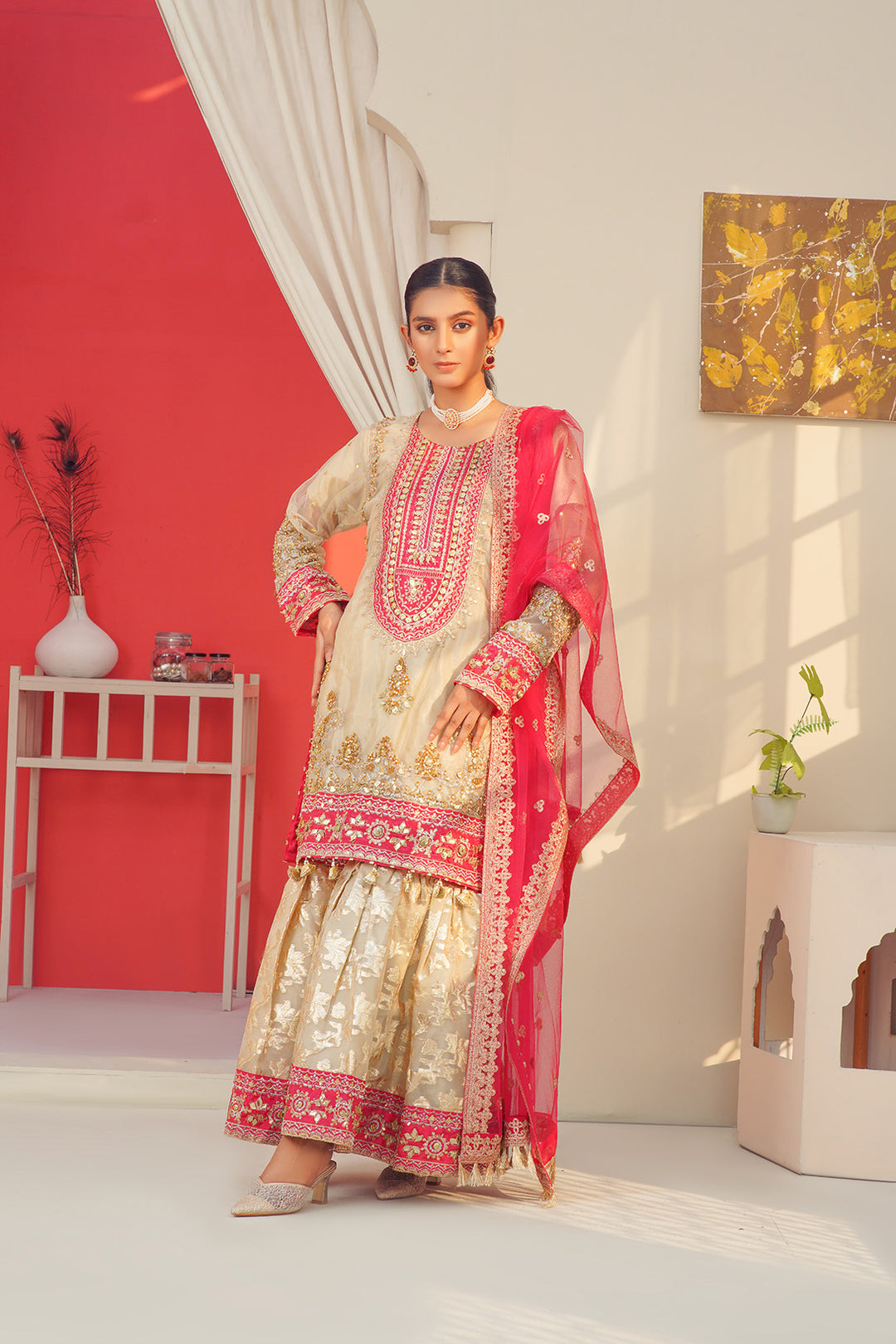 3-PC Fancy Embroided Organza & Jacquard