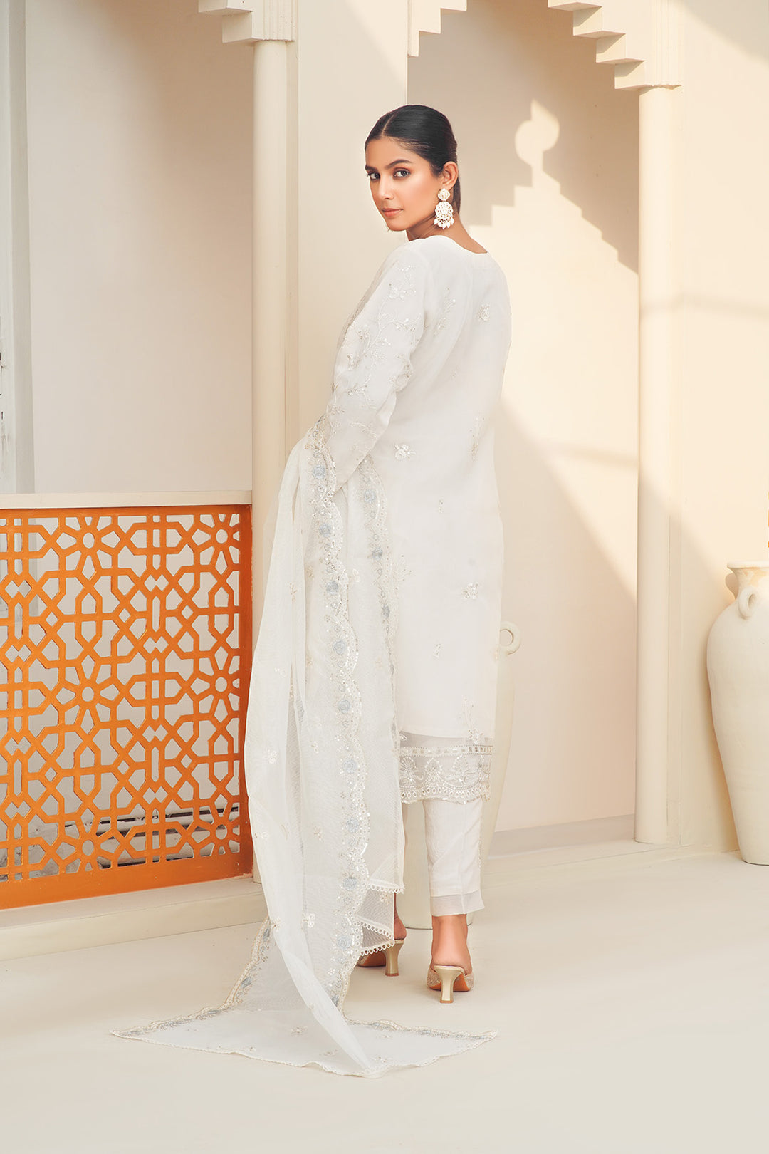 3-PC Fancy Embroidered Organza & Raw Silk