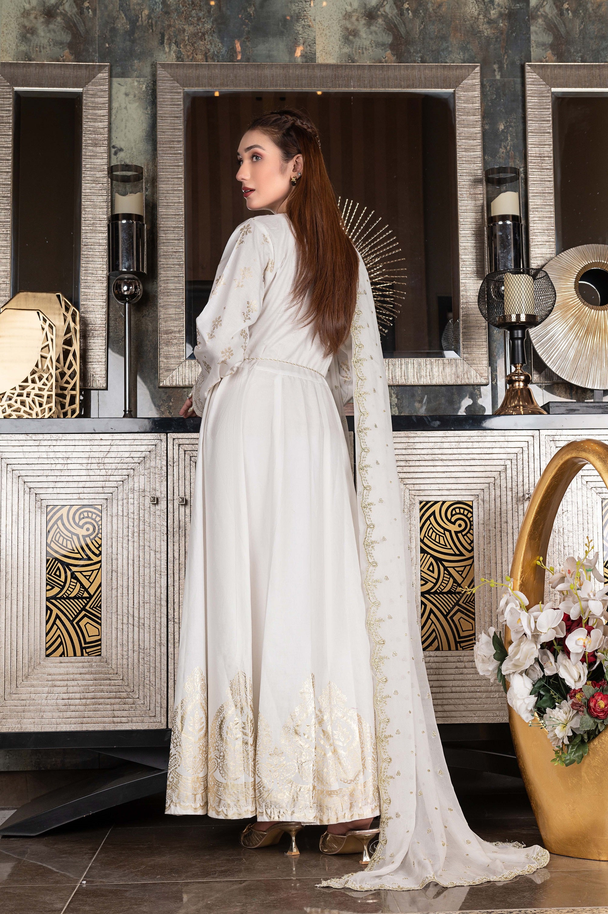 3-PC Fancy Net Embroided