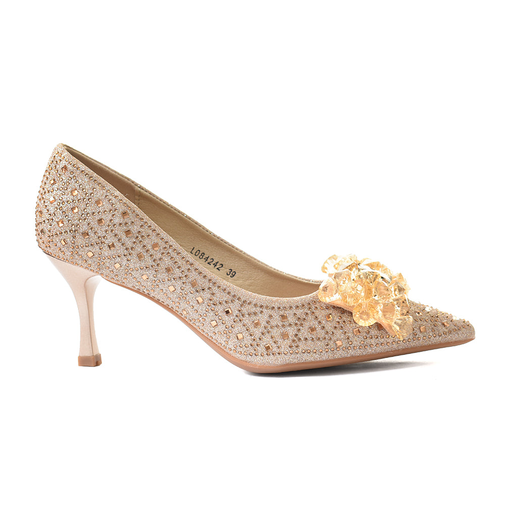 Gold kitten shop heel shoes